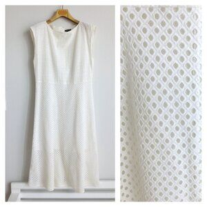 THEORY EYELET SHIFT SUMMER DRESS MIDI WHITE Sz-6